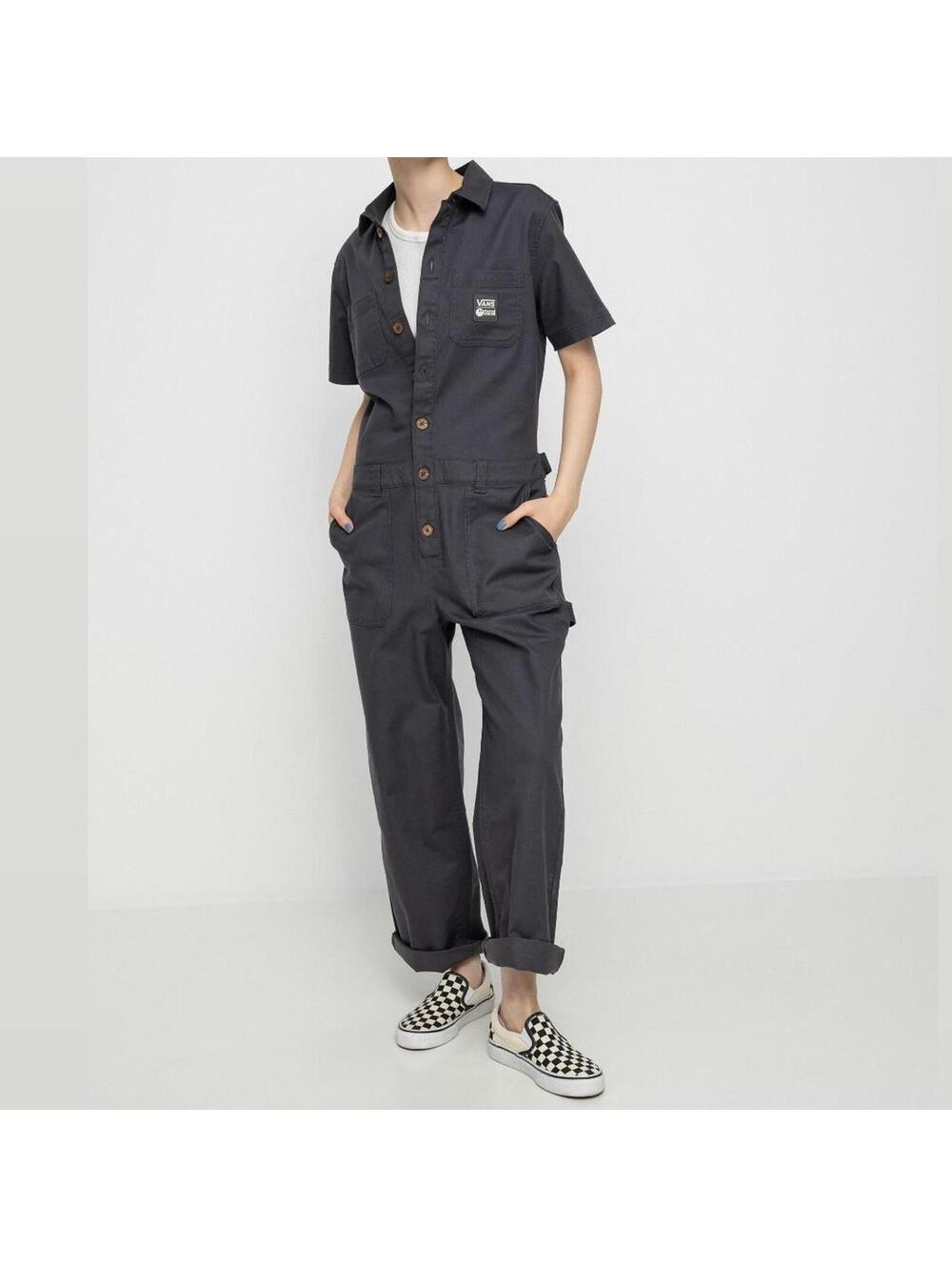 VANS Textured Waves Jumper Short Sleeve One Piece Suit Asphalt Women's Size S